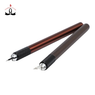 Lushcolor Brown Microblading Holder Eyebrow Manual Hand Tool Microblading Pen for Hairstroke or Shading